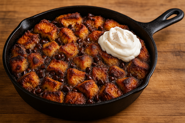 Smoked Chocolate–Santa Fe Bread Pudding with Livia’s Caramel Crunch