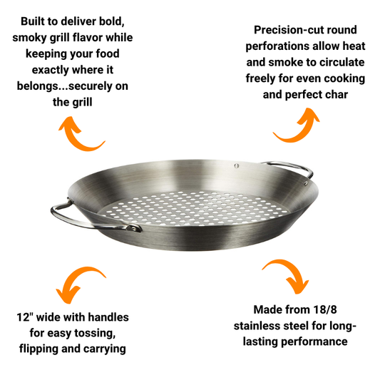 12" Stainless Steel Grill Pan with Handles by TableCraft