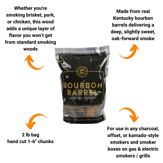 Bourbon Barrel Smoking Wood BBQ Chunks by Midwest Barrel Co. (2 lb)