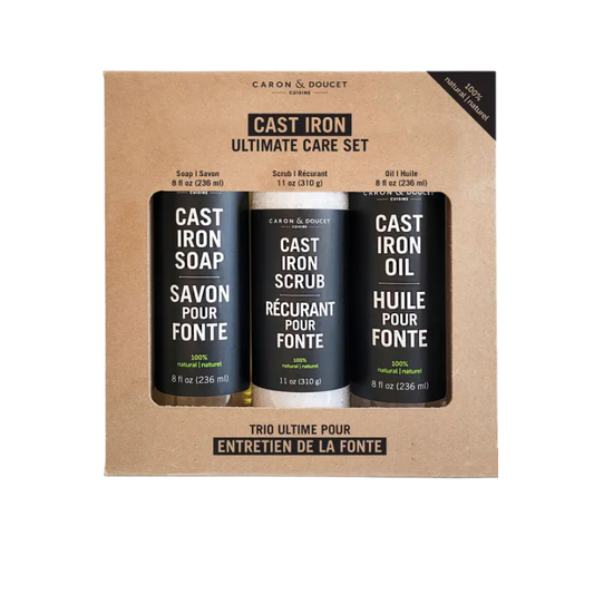 Ultimate Cast Iron Care Set: Soap, Scrub & Oil (3 Pack) - 100% Natural