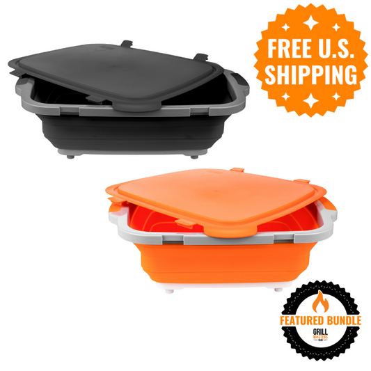 2-Pack: XL BBQ Prep Tubs w/ Locking Lids (V2) by Drip EZ