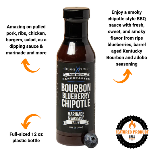 Elijah’s Xtreme Bourbon Blueberry Chipotle BBQ Sauce & Marinade infographic