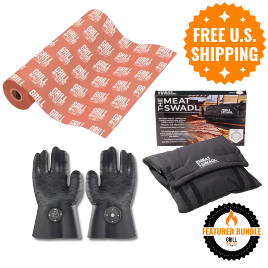 Grip, Wrap & Rest Bundle: Magnetic BBQ Gloves, 24" Butcher Paper & Meat Swadl Resting Blanket