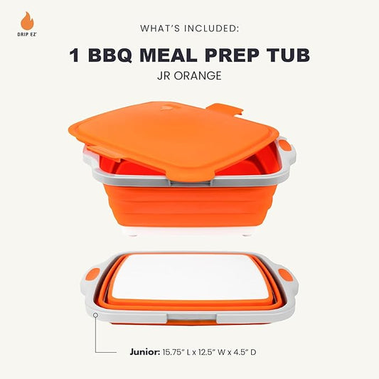 Junior BBQ Prep Tub w/ Locking Lid (V2) by Drip EZ - Classic Orange
