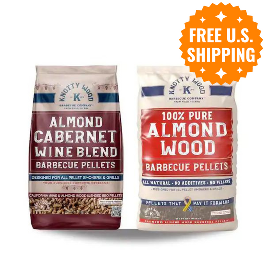 2 Pack: 100% Pure Almond Wood & Almond Cabernet Barbecue Pellets by Knotty Wood (2 x 20lb)