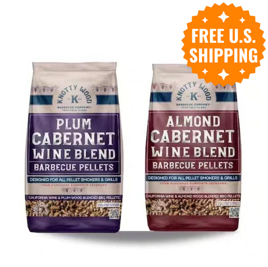 2 Pack: Plum Cabernet & Almond Cabernet Wood Barbecue Pellets by Knotty Wood (2 x 20lb)