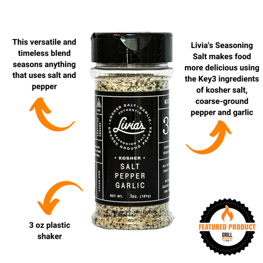 Livia's Salt Pepper Garlic (3 oz plastic shaker)