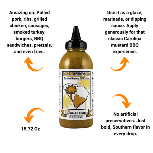 Lowcountry Gold: Carolina Mustard BBQ Sauce by the Tailgate Foodie (15.75 oz)