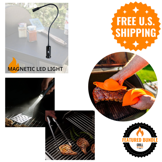 Midnight Smoker Bundle: LED Tongs & Spatula + Grill Light + Grill Mitts