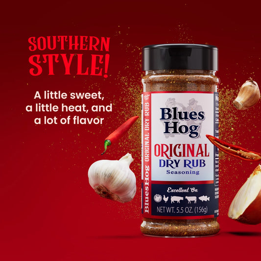 Blues Hog Original Dry Rub Seasoning (5.5 oz) - Sweet & Savory BBQ Seasoning
