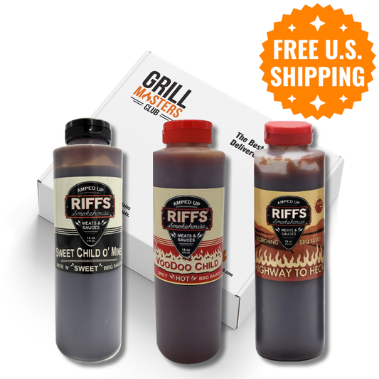 Riffs Smokehouse Competition BBQ Sauce 3-Pack Gift Set: Sweet, Mild & Hot