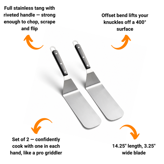 Flat Top Ultimate Kit: 12-Piece Griddle Set with Spatulas, Cast Iron Press, Melting Dome, Beef Tallow + More