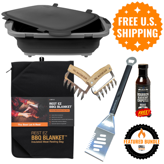 Smoker Essentials Bundle: Drip EZ Prep Tub + Resting Blanket + Spatula + Meat Claws + Free Sauce