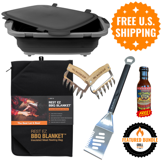Smoker Essentials Bundle: Drip EZ Prep Tub + Resting Blanket + Spatula + Meat Claws + Free Sauce