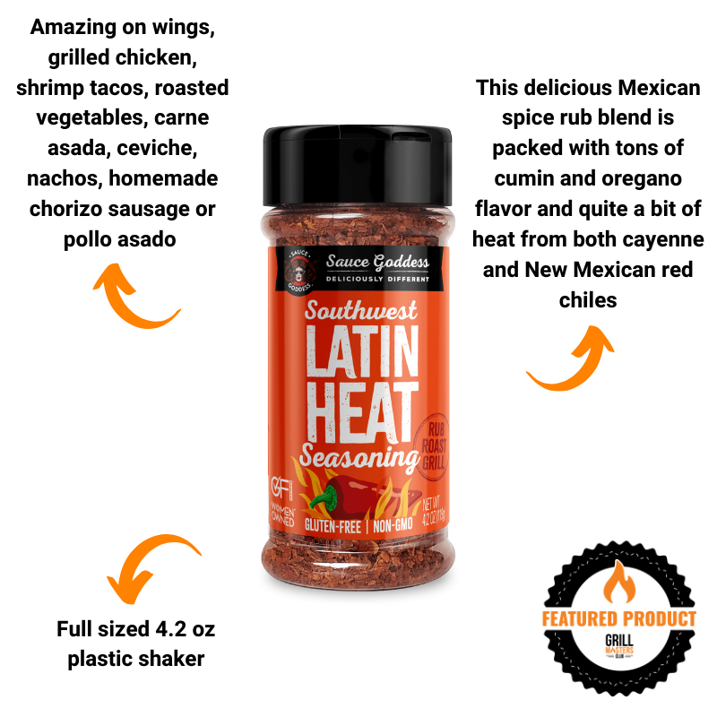 Southwest Latin Heat Seasoning by Sauce Goddess (4.2 oz) | Grill Southwest Latin Heat Seasoning by Sauce Goddess (4.2 oz) | Grill
