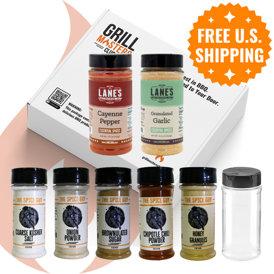 "Sweet Heat" DIY BBQ Rub Bundle: 7 Full-Size Spices + Reusable Shaker
