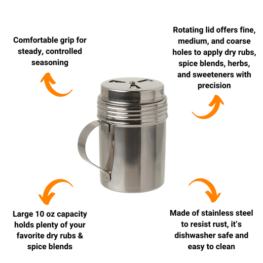 10 oz Stainless Steel Dry Rub Shaker w/ Handle by TableCraft
