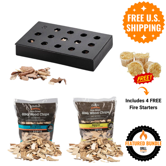 Where There's Smoke Bundle: Cast Iron Smoke Box + Wood Chips + Firestarters