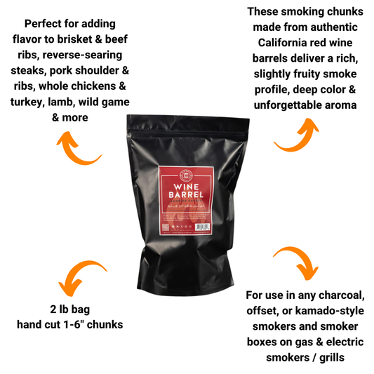 Red Wine Barrel Smoking Wood BBQ Chunks by Midwest Barrel Co. (2 lb)
