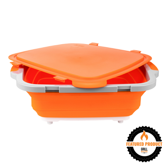 XL BBQ Prep Tub w/ Locking Lid (V2) by Drip EZ - Classic Orange