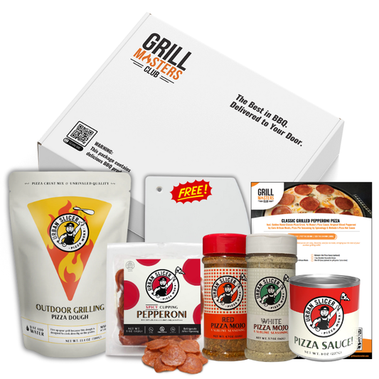 Pitmaster's Grilled Pizza Kit – Outdoor Pizza Bundle w/ Dough, Sauce, Pepperoni & Seasonings by Urban Slicer Pizza Worx