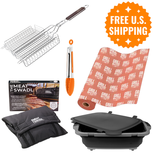 Competition BBQ Bundle: Grill Basket, Resting Blanket, Butcher Paper, XL Prep Tub & Tongs