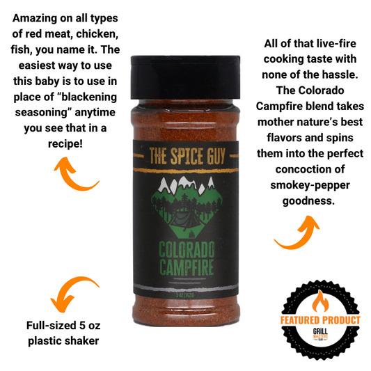 The Spice Guy Colorado Campfire seasoning 5 oz shaker infographic