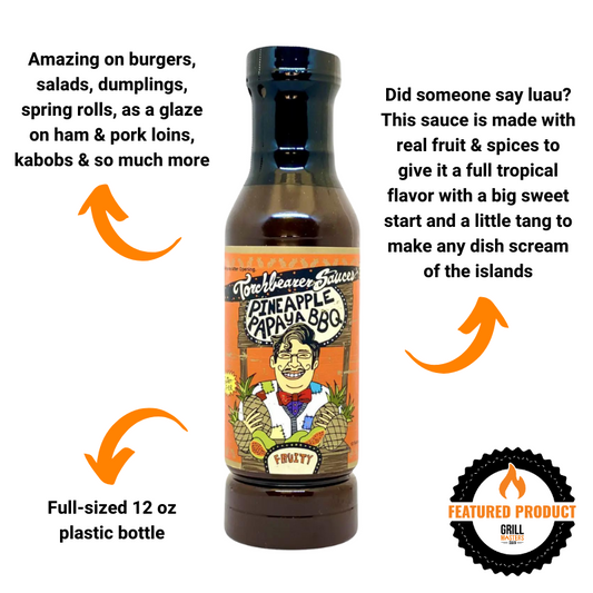 Pineapple Papaya BBQ Sauce by Torchbearer Sauces 12 oz bottle infographic