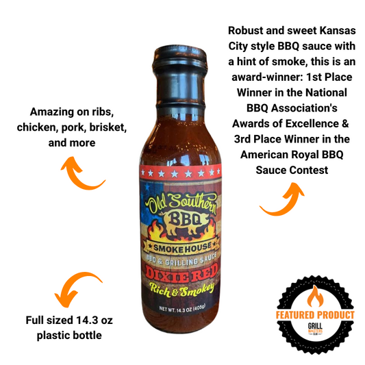 Close-up of award-winning Dixie Red BBQ Sauce and The Spice Guy Perfect Burger Rub
