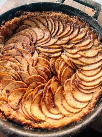 Salted caramel apple tart, holiday dessert, caramel apple tart