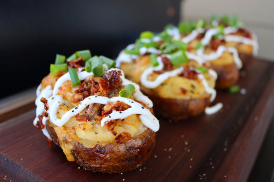 Twice Baked Potato, smoked baked potato, horseradish crema