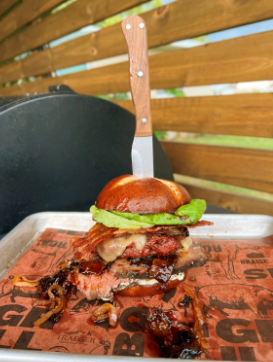 tri tip burger, bacon burger, reverse seared tri tip steal