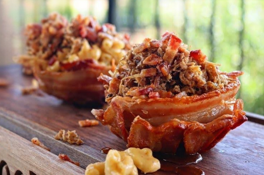 Mac N Cheese Bacon Cups with Pulled Pork Recipe