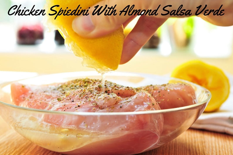 Chicken Spiedini With Almond Salsa Verde