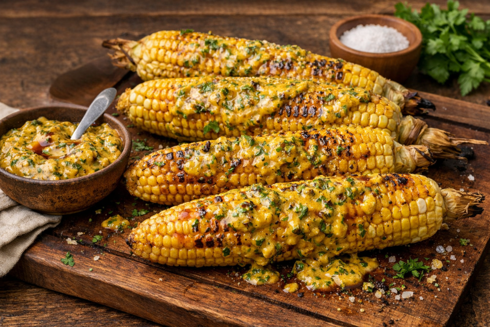 Grilled Corn with Carolina Mustard-Herb Butter