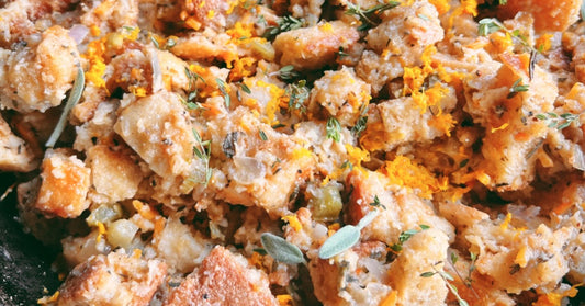 Smoked Sourdough Stuffing, Thanksgiving sides, BBQ Thanksgiving