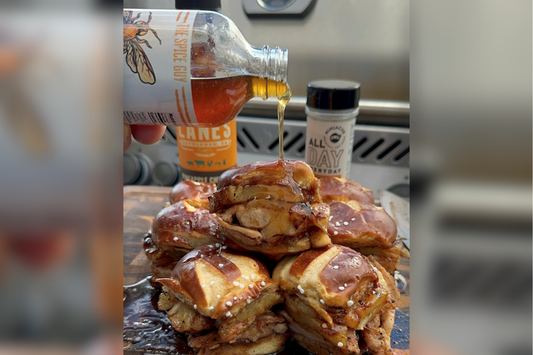 Game Day Pineapple Chipotle Sliders with Hot Honey Drizzle by Pitmaster Sammy Bromberg (@beardedbbqboys)