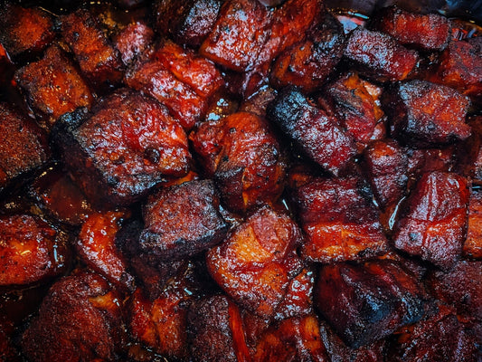 Sticky Cherry Chipotle Pork Belly Burnt Ends