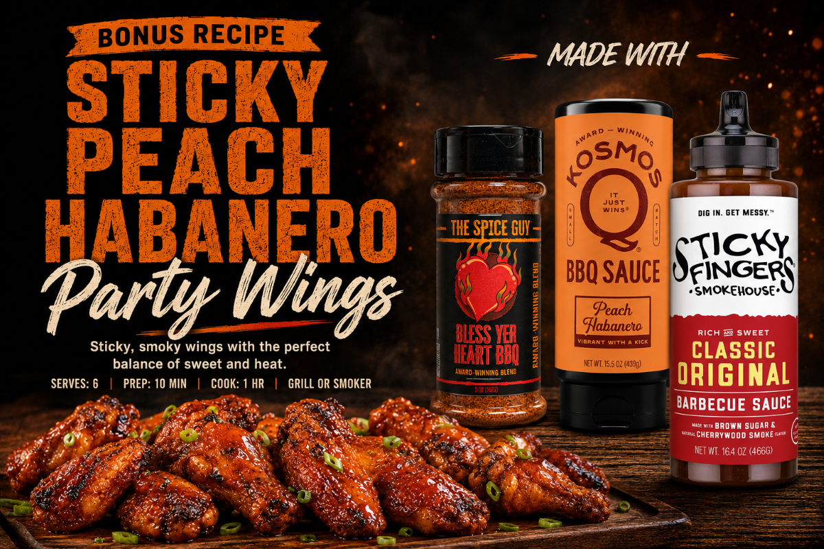 Sticky Peach Habanero BBQ Wings