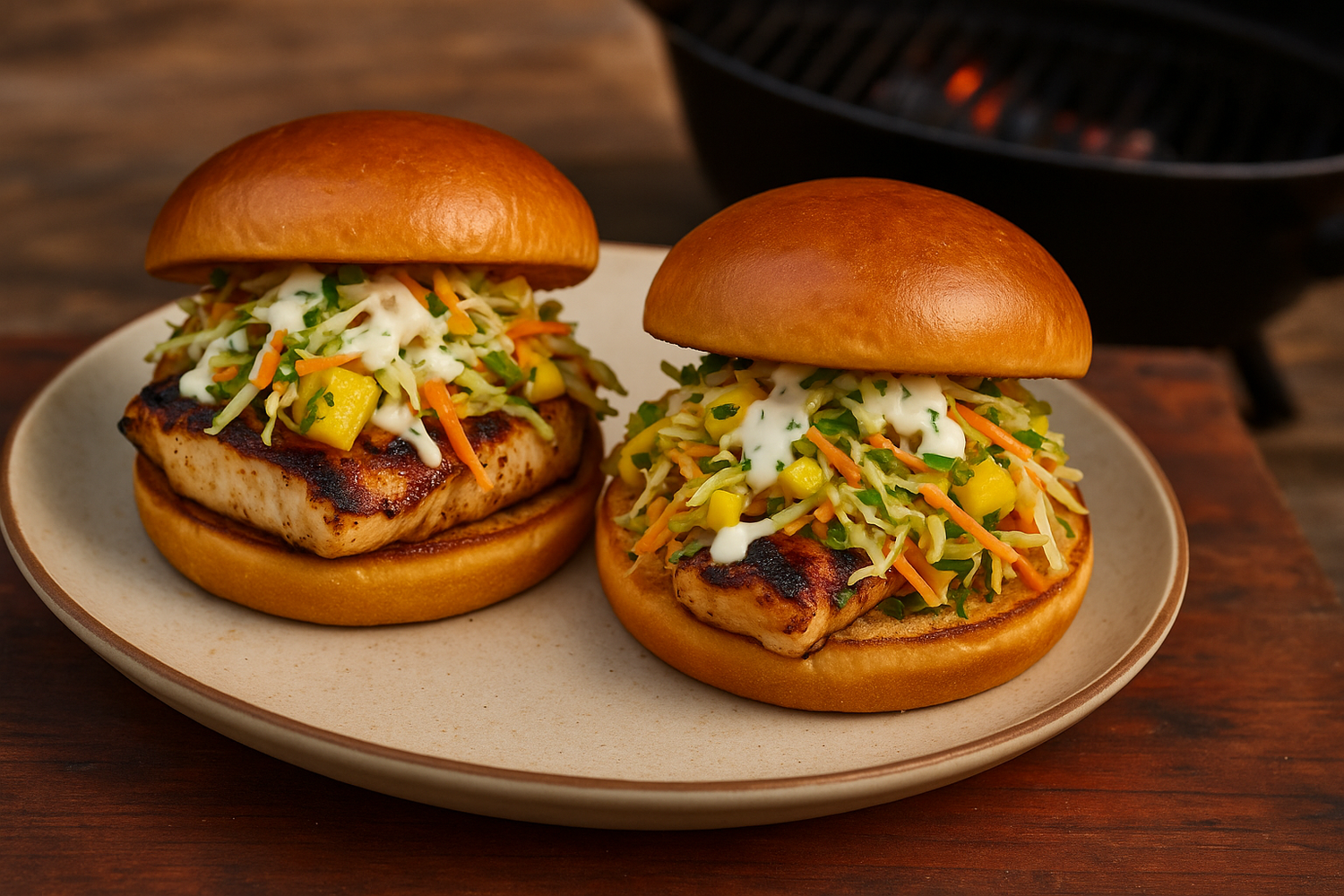 Caribbean Mahi Mahi Sandwiches with Chile Lime Slaw