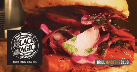 Mis’ Rubin’s Black Magic Salmon Sandwich w/ Cucumber Slaw