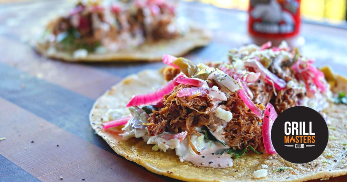 Smoked Pulled Pork Tacos w/ Chipotle Lime Crema