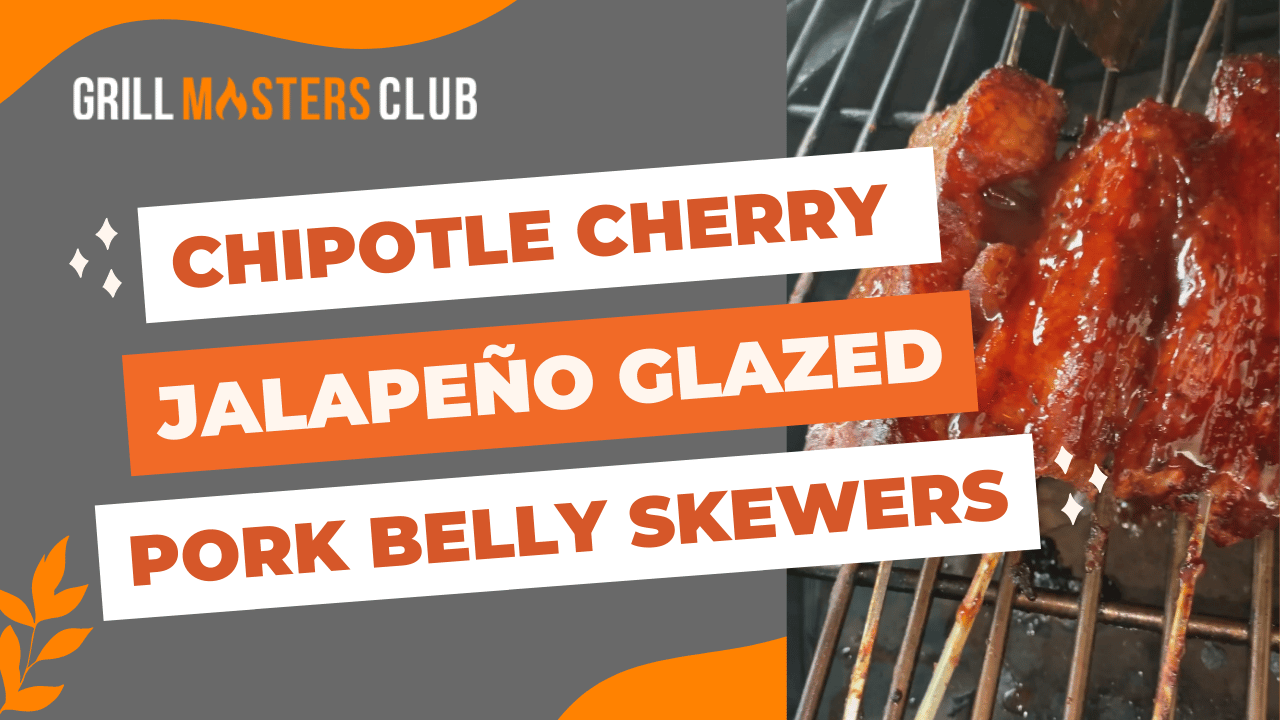 Chipotle Cherry Jalapeno Glazed Pork Belly Skewers