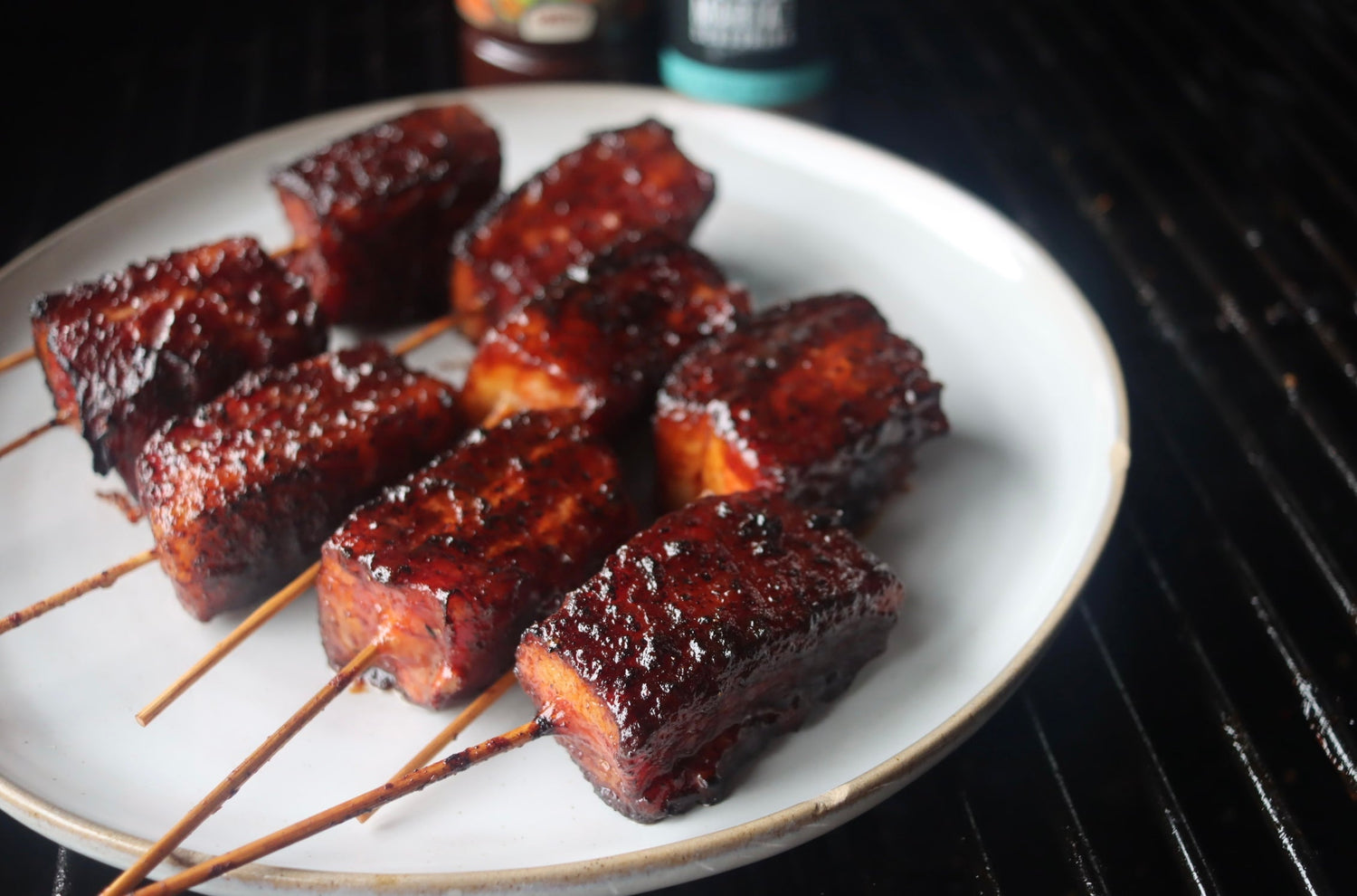 Candied Pork Belly Lollipops with Hot Honey Drizzle
