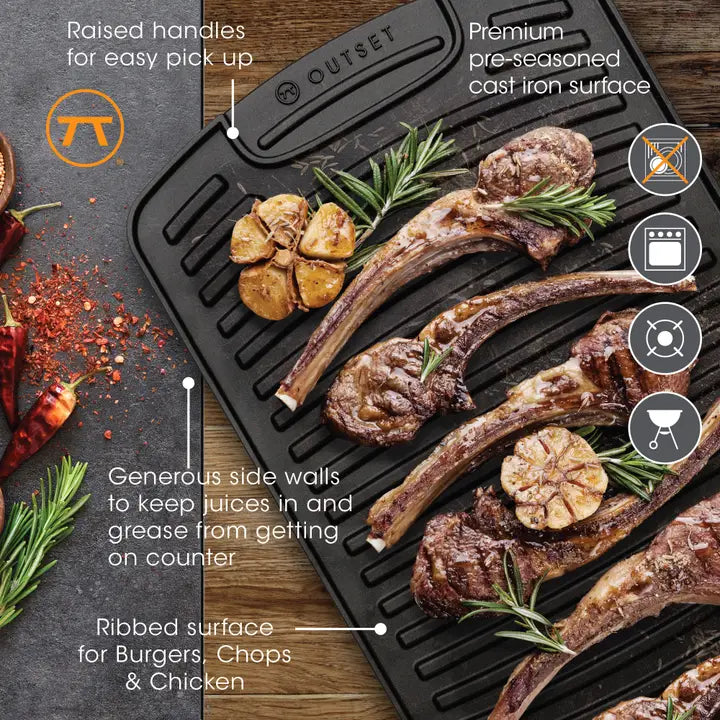 10" x 18" Reversible Cast Iron Griddle by Outset