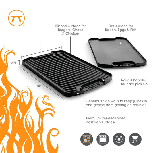 10" x 18" Reversible Cast Iron Griddle by Outset