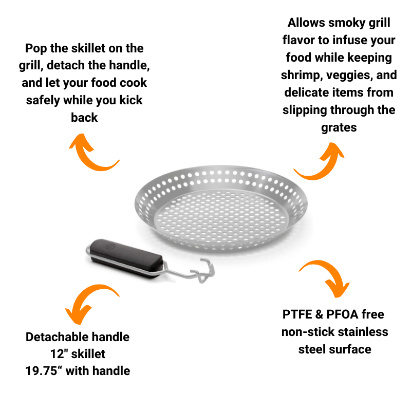 12" Non-Stick Stainless Steel Grill Skillet with Removable Handle by Outset