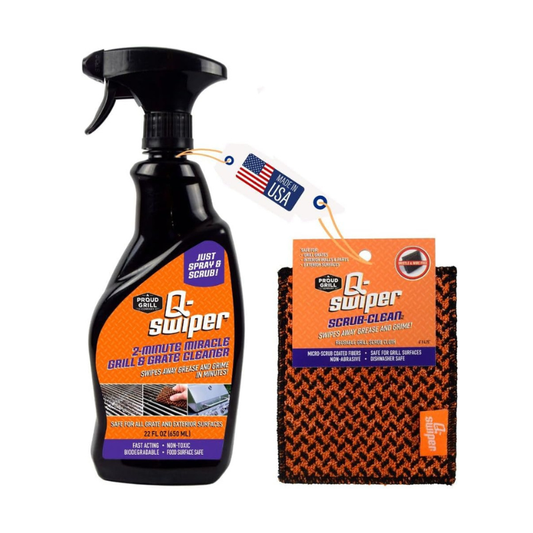 Q-Swiper 2-Minute Miracle Grill & Grate Cleaner + Scrub-Clean Cloth by Proud Grill