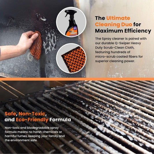 Q-Swiper 2-Minute Miracle Grill & Grate Cleaner + Scrub-Clean Cloth by Proud Grill