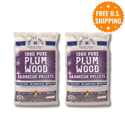 2-Pack: 100% Pure Plum Wood Barbecue Pellets by Knotty Wood (2 x 20lb)